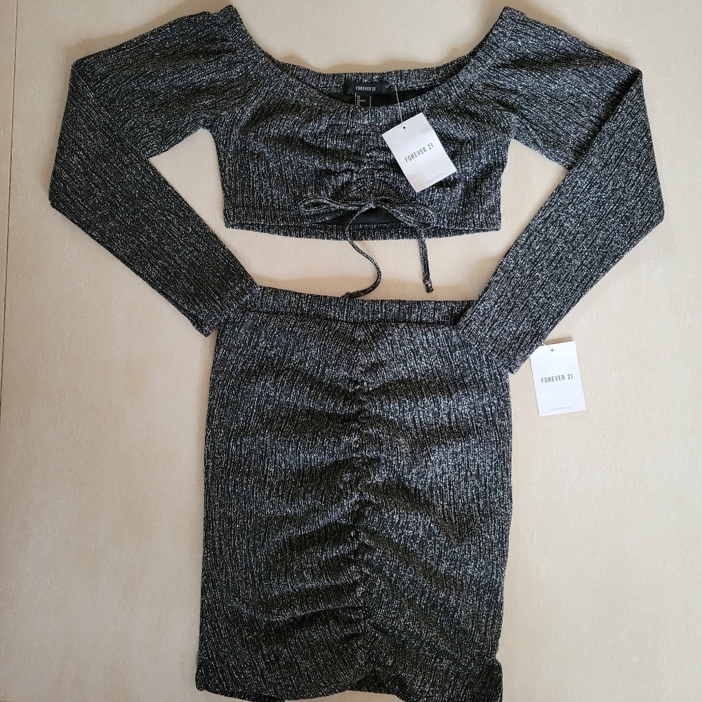 Forever 21 glittery shiny two piece set